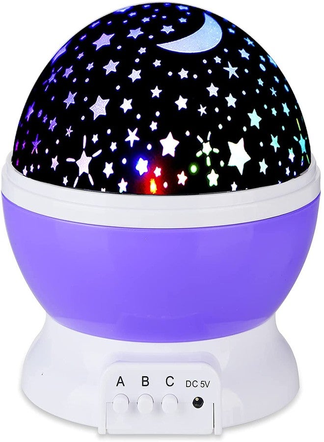 Sunnest Baby Night Lights Christmas, Moon Star Projector - 4 Led Bulbs 8 Light Color Changing With Usb Cable 360 Degree Rotation, Romantic Night Lighting Lamp for Birthday Nursery Women Children Kids Baby - Image 1