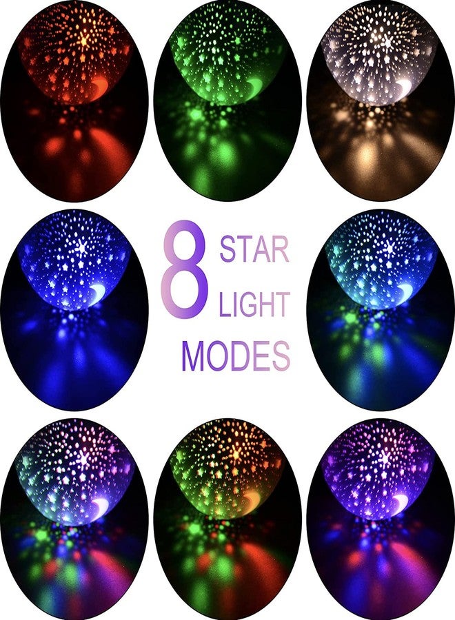 Sunnest Baby Night Lights Christmas, Moon Star Projector - 4 Led Bulbs 8 Light Color Changing With Usb Cable 360 Degree Rotation, Romantic Night Lighting Lamp for Birthday Nursery Women Children Kids Baby - Image 3