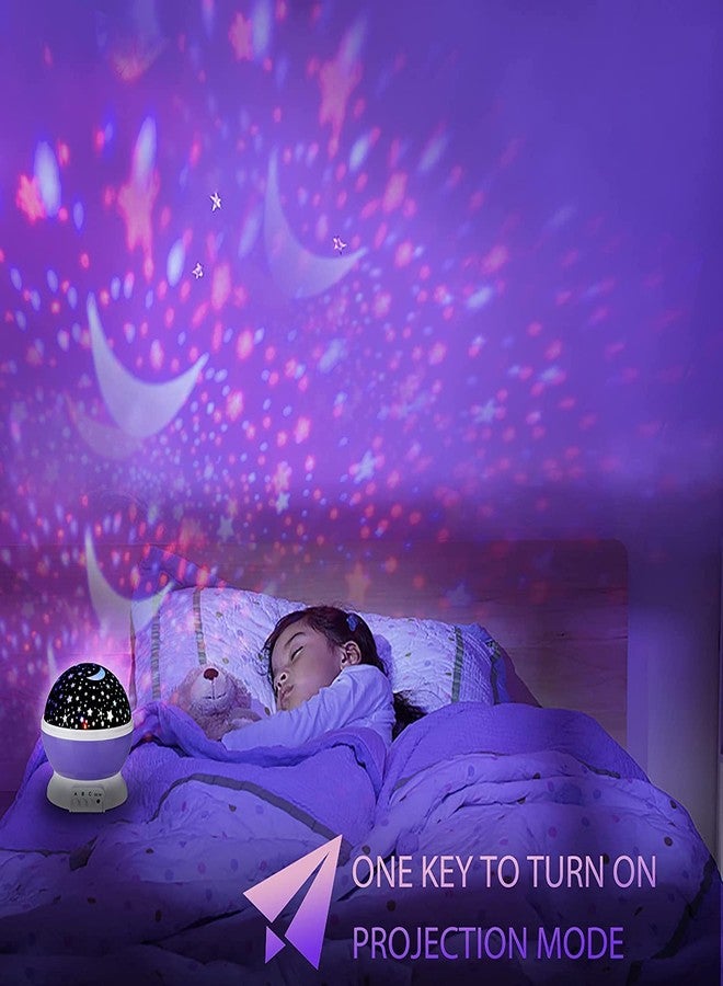 Sunnest Baby Night Lights Christmas, Moon Star Projector - 4 Led Bulbs 8 Light Color Changing With Usb Cable 360 Degree Rotation, Romantic Night Lighting Lamp for Birthday Nursery Women Children Kids Baby - Image 5