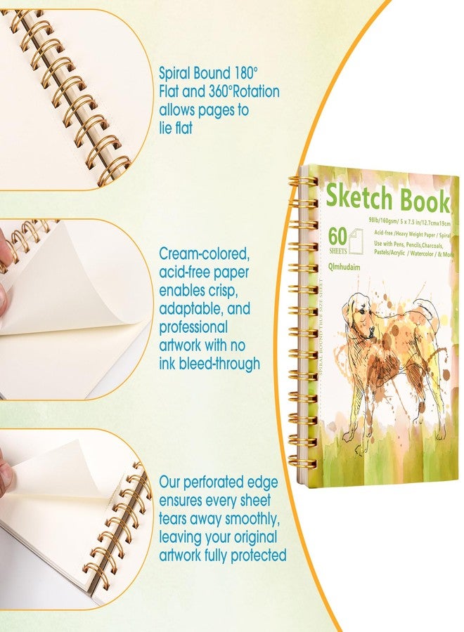 Qlmhudaim Portable Travel Sketchbook | Spiral Bound 4x6 with Tear Line, 55 Sheets 98lb/160g | for Watercolor & Quick Sketching |Portable Travel Art Suitable for Kids, Adults & Artists - Image 4