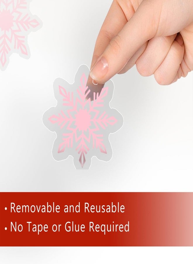 Mfault Pink Christmas Gingerbread Man Castle Window Clings, Xmas Cookie Peppermint Candy Cane Stickers Decals Decorations, Winter Holiday Snowflake Home Kitchen Decor - Image 4