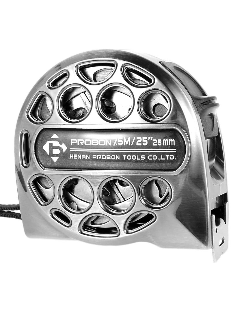 Arabest Tape Measure, 25FT Stainless Steel Retractable with Double-Sided Scale, Waterproof & Rustproof, 7.5m/25ft - Image 1