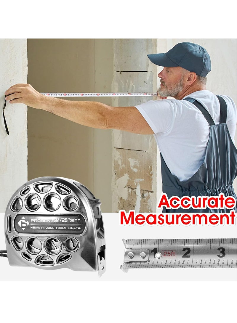Arabest Tape Measure, 25FT Stainless Steel Retractable with Double-Sided Scale, Waterproof & Rustproof, 7.5m/25ft - Image 5