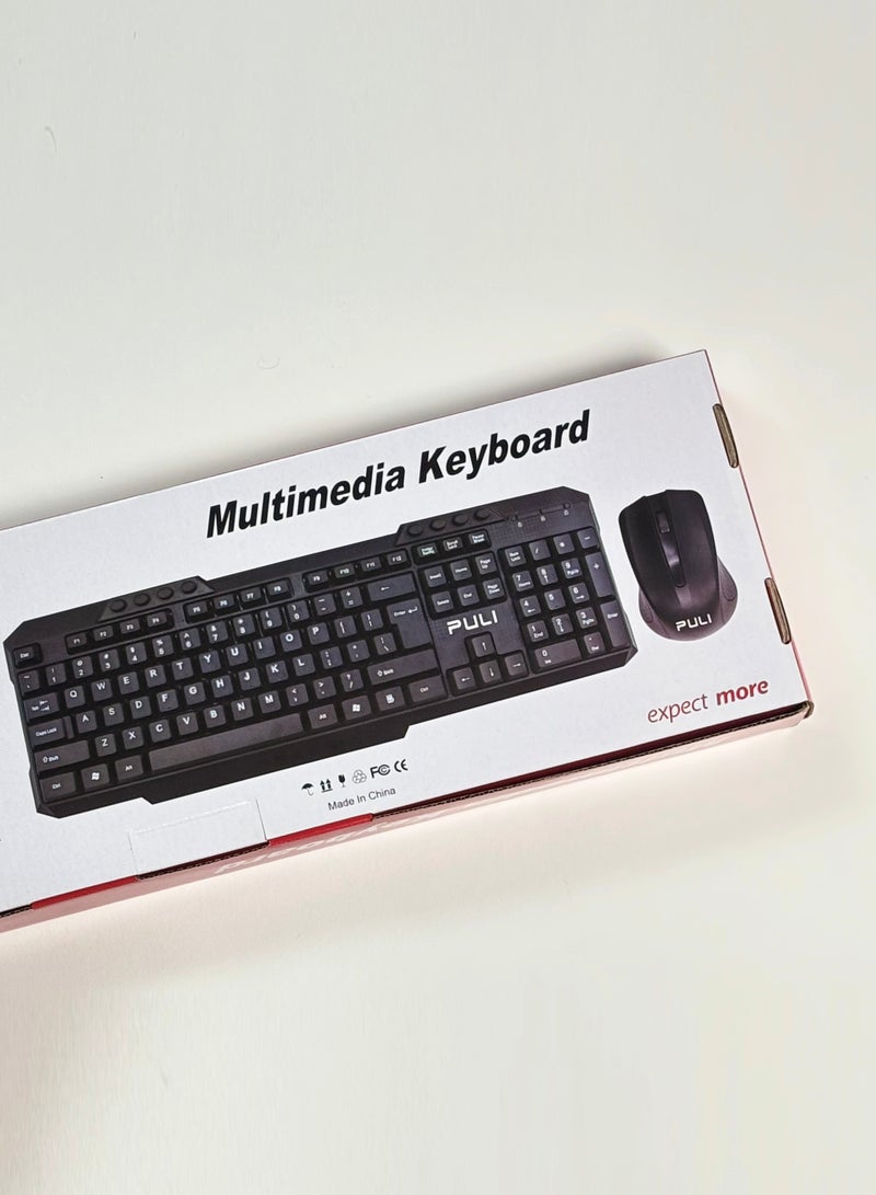بولي لوحة مفاتيح سلكية للوسائط المتعددة من Puli KB 8163 للكمبيوتر الشخصي والكمبيوتر المحمول – أسود - Image 5