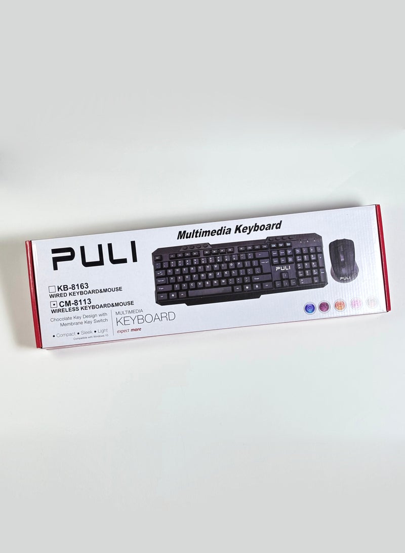 بولي لوحة مفاتيح سلكية للوسائط المتعددة من Puli KB 8163 للكمبيوتر الشخصي والكمبيوتر المحمول – أسود - Image 2