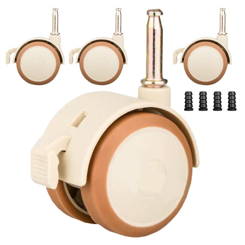 4Pcs Cot Stem Casters with Brake, Silent Swivel Nursery Furniture Wheels Replacement for and Cart, Smooth Rolling Chair and Cart Accessories - Image 1