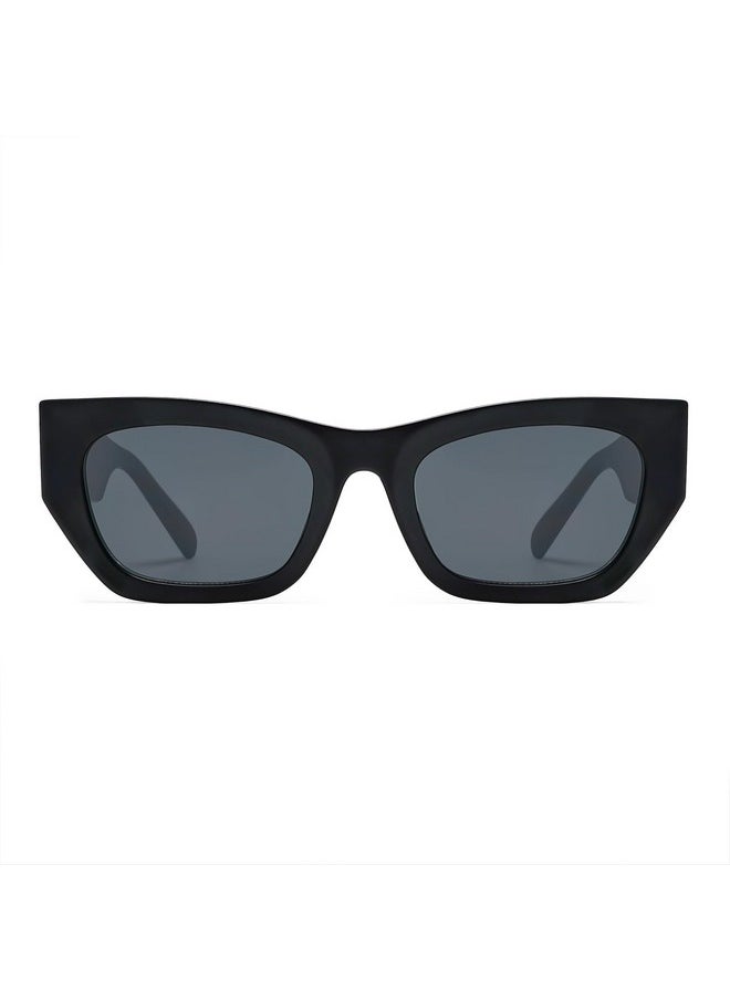 Sojos Trendy Rectangle Cateye Sunglasses Womens Mens Uv400 Fashion Chic Chunky Shades Sj2296, Matte Black/Grey  - Image 2