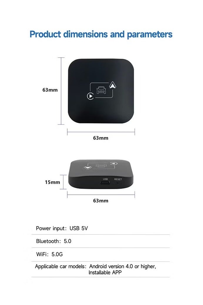 محول 2 في 1 من سلكي إلى لاسلكي – Apple CarPlay وAndroid Auto لجهاز السيارة والاتصال الذكي - Image 3