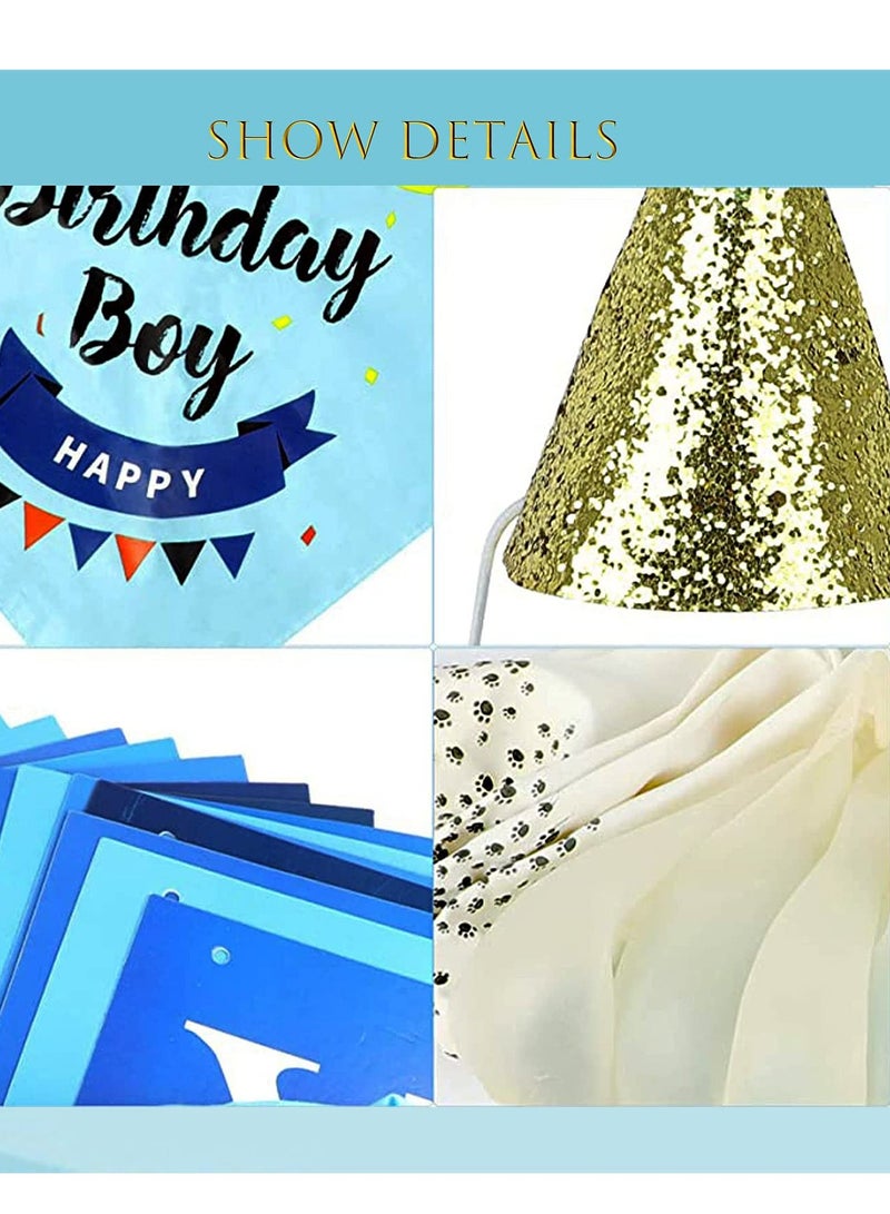 Mordely Dog Birthday Party Supplies Set, Boy Dog Birthday Decorations with Birthday Bandana, Banner, Party Hat, Bow Tie, for Small Medium Dogs Pets Birthday Party - Image 3