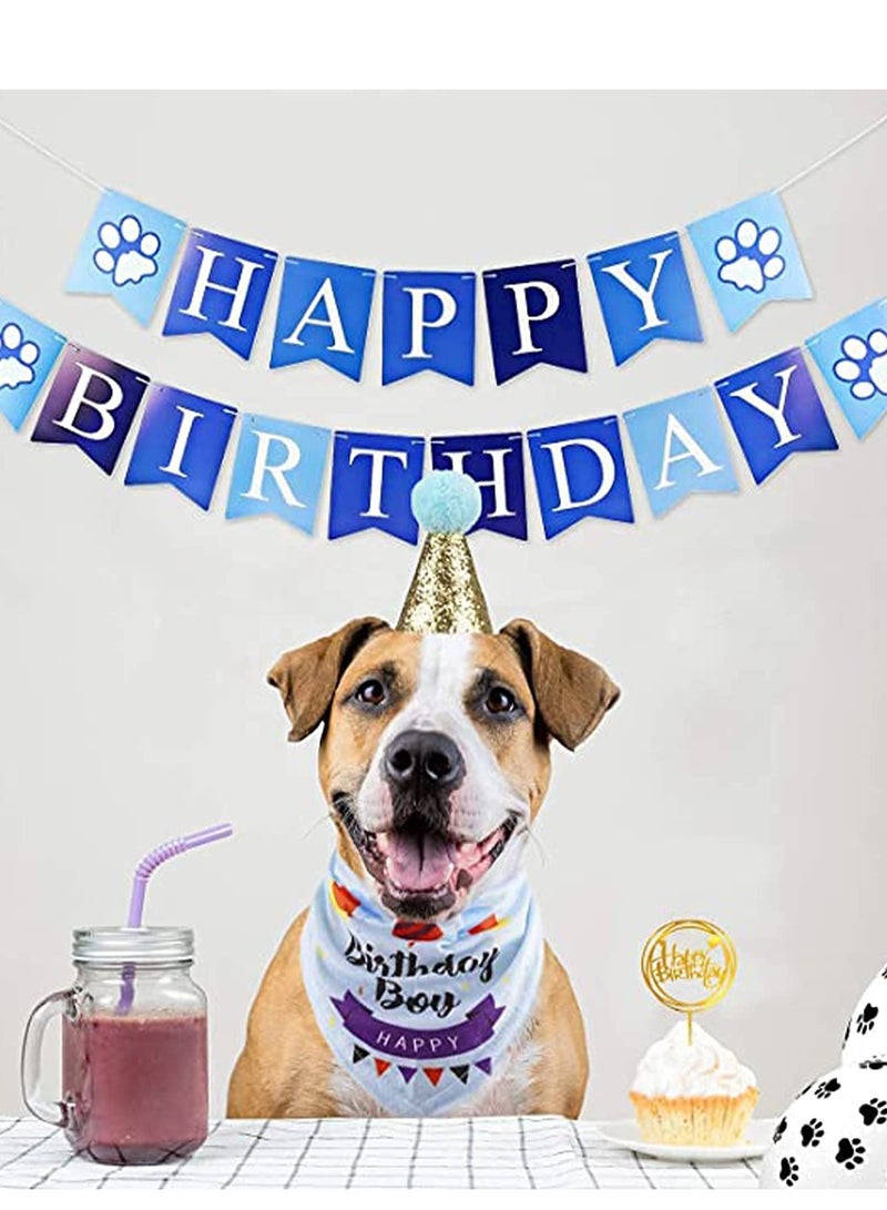Mordely Dog Birthday Party Supplies Set, Boy Dog Birthday Decorations with Birthday Bandana, Banner, Party Hat, Bow Tie, for Small Medium Dogs Pets Birthday Party - Image 2