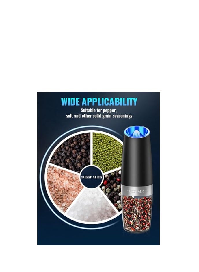 Sweet Alice Gravity Electric  Grinder Set, Adjustable Coarseness, Battery Powered with LED Light, One Hand Automatic Operation, Stainless Steel Black, 2 Pack - Image 5