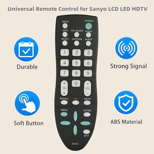 Kassionel GXCC sub GXFA Replacement Remote Control Compatible for Sanyo LCD CRT TV HDTV DP39E63 DP42142 LV0514 FW50D36F FW43D25F FW40D36F FVM4681 FVM4281 - Image 3