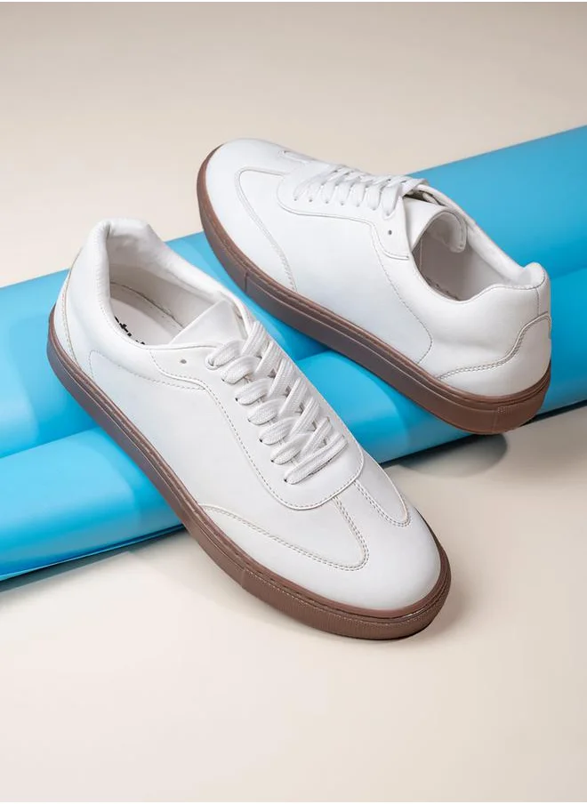 Styli Stitch Detail Low Top Gum Sole Shoes