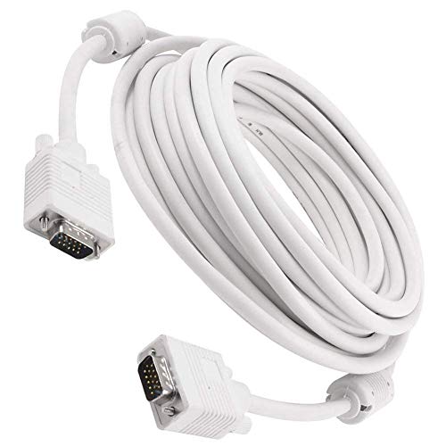 PremiumAV 15 Meter VGA Cable Male to Male White | High Resolution Monitor Display Cable for PC Laptop TV Projector | VGA to VGA Connector for Office Home Use - Image 2