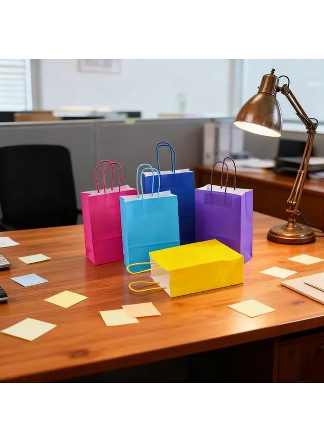 12pcs Mixed Color Reusable Gift Bags Foldable Durable with Sturdy Handles for Shopping Party Travel - Image 1