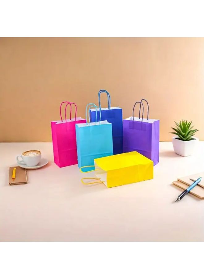 12pcs Mixed Color Reusable Gift Bags Foldable Durable with Sturdy Handles for Shopping Party Travel - Image 2