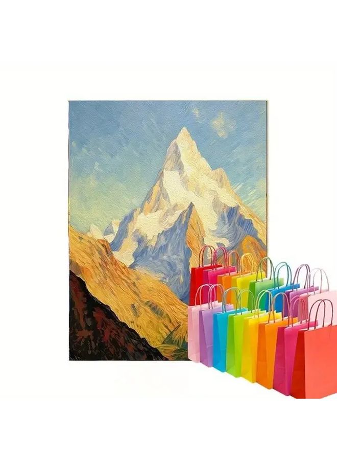 12pcs Mixed Color Reusable Gift Bags Foldable Durable with Sturdy Handles for Shopping Party Travel - Image 4