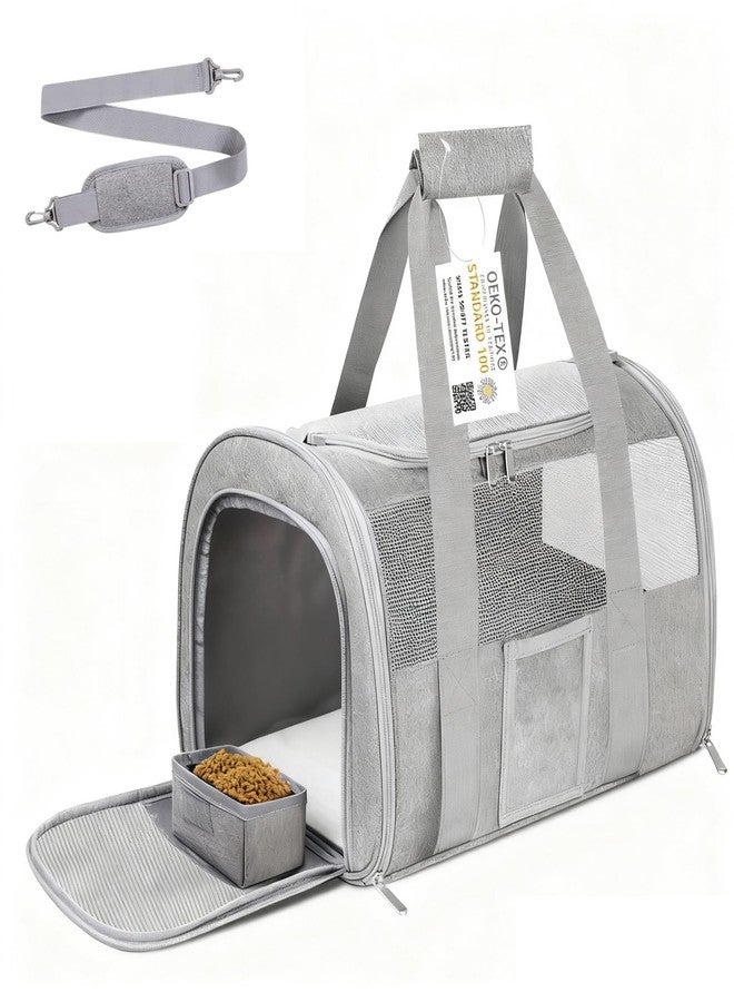 SECLATO Cat Carrier Pet Dog Carrier Airline Approved for Puppy Cat Carrier Under 15 lbs, Collapsible Soft Sided Airline Approved Cat Carriers, Grey - Image 1