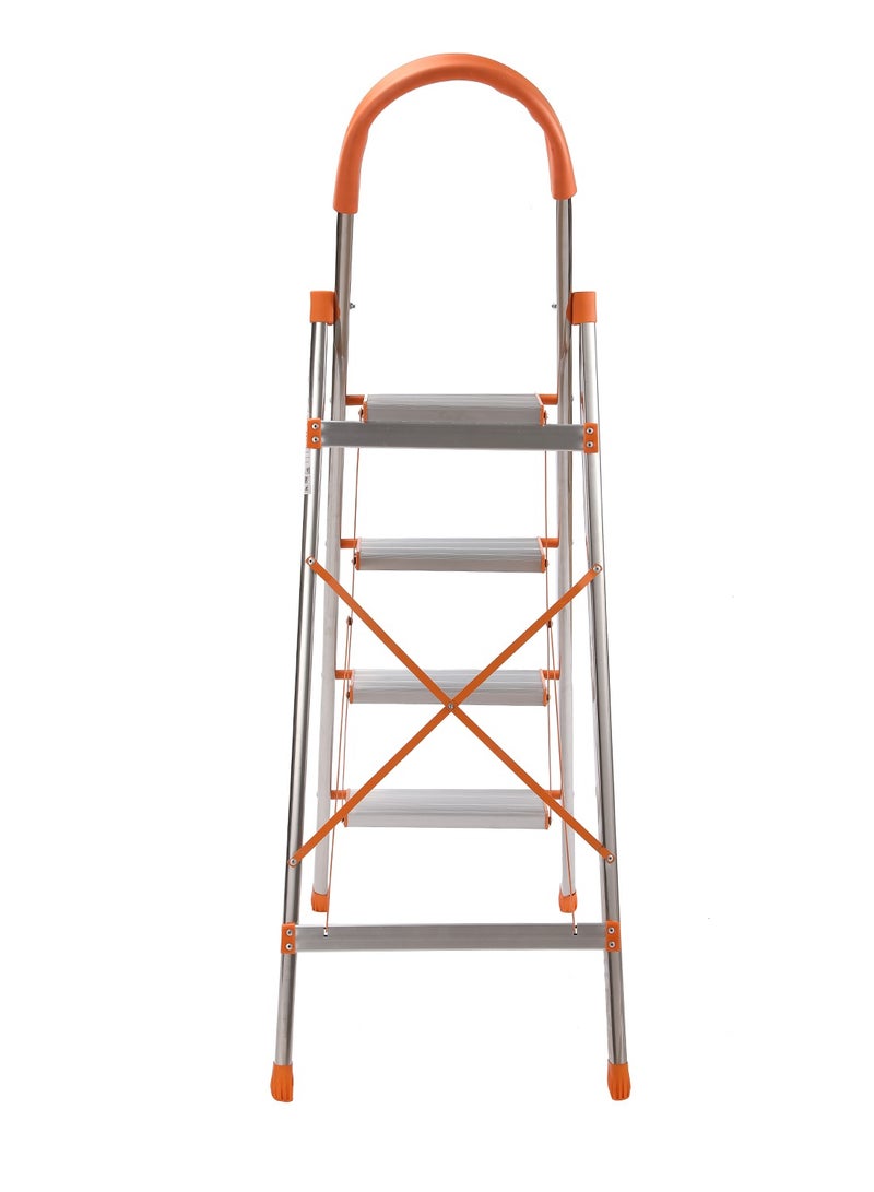 LAWAZIM Folding Stainless Steel Ladder 4 Step with Non Slip Aluminum Alloy Pedals Convenient Handgrip for Household Kitchen Office|Building Supplies|Ladders| Folding Step - Image 4
