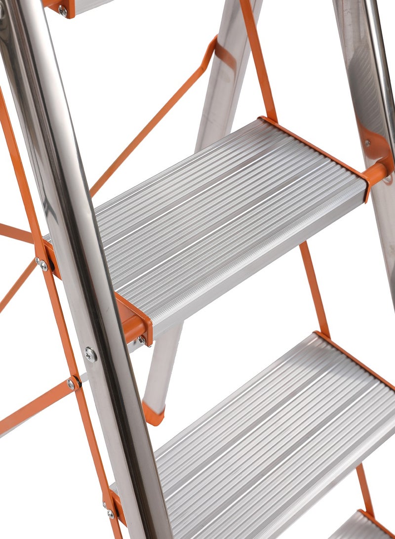 LAWAZIM Folding Stainless Steel Ladder 4 Step with Non Slip Aluminum Alloy Pedals Convenient Handgrip for Household Kitchen Office|Building Supplies|Ladders| Folding Step - Image 5