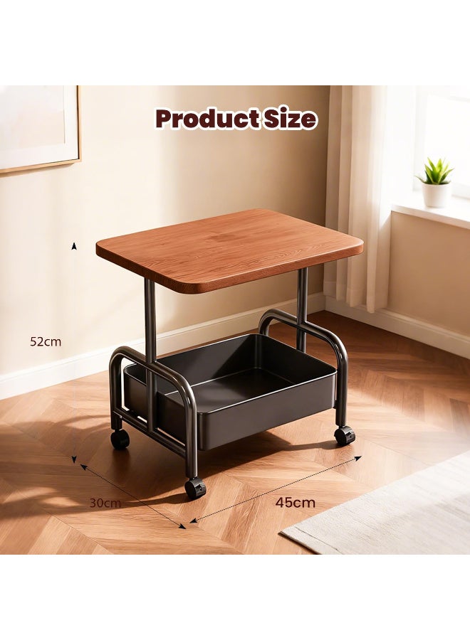 HI-FINE Rolling End Table, Coffee Table with Storage Organizer Cart, Modern Side Desk, Bedside Desk Home Decor for Living Room, Bedroom, Small Spaces - Image 2