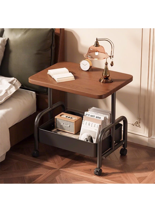 HI-FINE Rolling End Table, Coffee Table with Storage Organizer Cart, Modern Side Desk, Bedside Desk Home Decor for Living Room, Bedroom, Small Spaces - Image 4