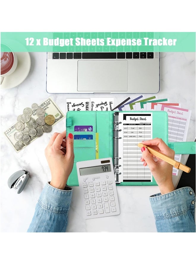 Generic - Budget Binder with 8pcs Cash Envelopes for Budgeting, Crocodile Pattern A6 Binder with 2Pcs Label Stickers and 12Pcs Expense Trackers Money Organizer for Cash for Saving Binder(Green) - Image 1
