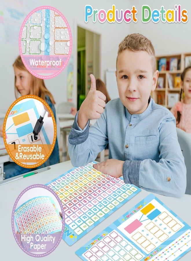 gisgfim 12 Pack 1-120 Number Chart Dry Erase Flash Card 9x12 in Number Bond Ten Frame Double-Sided Math Manipulatives Whiteboard for Kids Student Kindergarten Classroom Homeschool Teacher Supplies (Colorful) - Image 4
