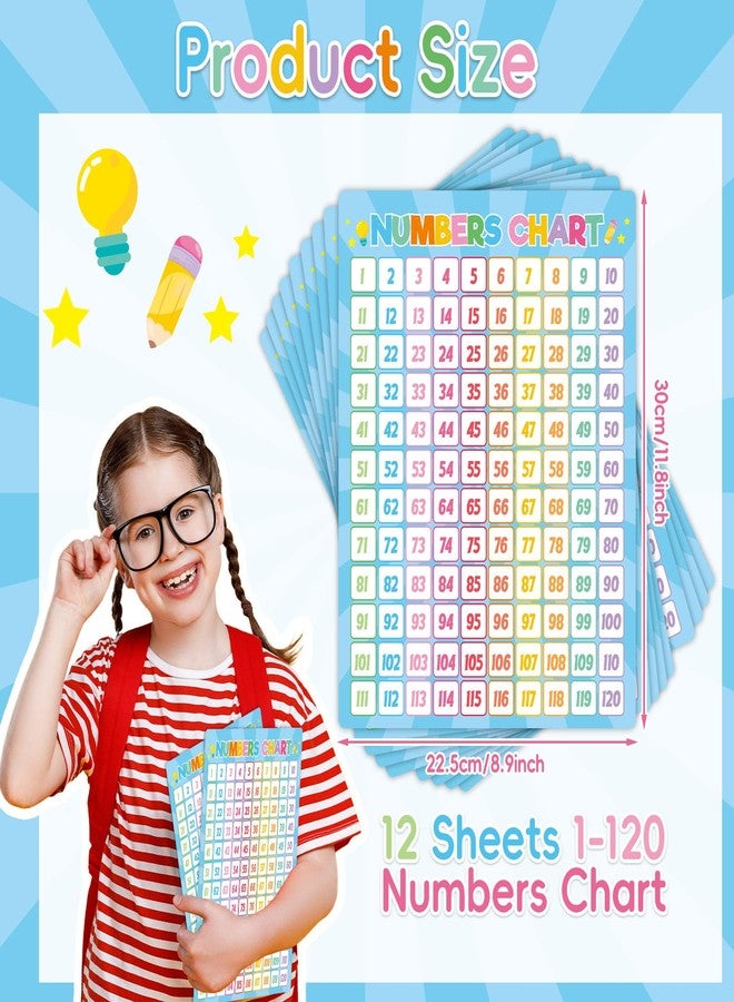 gisgfim 12 Pack 1-120 Number Chart Dry Erase Flash Card 9x12 in Number Bond Ten Frame Double-Sided Math Manipulatives Whiteboard for Kids Student Kindergarten Classroom Homeschool Teacher Supplies (Colorful) - Image 2