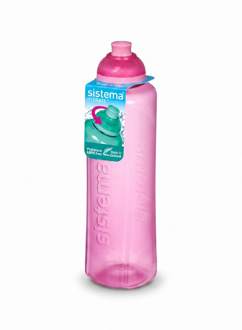Sistema 480ML Swift Squeeze Water Bottle, BPA Free Leak-Proof Reusable Sports Bottle, Lightweight Easy-Squeeze Drinking Bottle for Back to School, Kids, Sports, Cycling, Gym, Travel & Everyday Hydration - Pink - Image 1