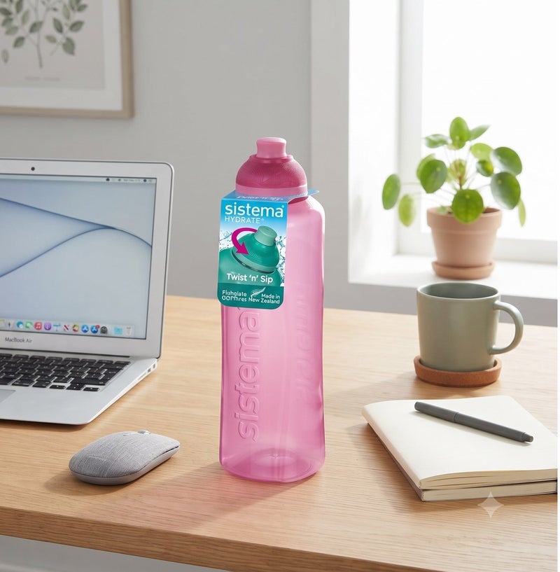 Sistema 480ML Swift Squeeze Water Bottle, BPA Free Leak-Proof Reusable Sports Bottle, Lightweight Easy-Squeeze Drinking Bottle for Back to School, Kids, Sports, Cycling, Gym, Travel & Everyday Hydration - Pink - Image 4