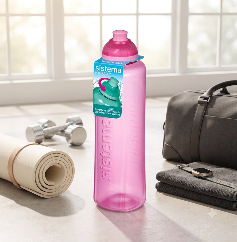 Sistema 480ML Swift Squeeze Water Bottle, BPA Free Leak-Proof Reusable Sports Bottle, Lightweight Easy-Squeeze Drinking Bottle for Back to School, Kids, Sports, Cycling, Gym, Travel & Everyday Hydration - Pink - Image 2