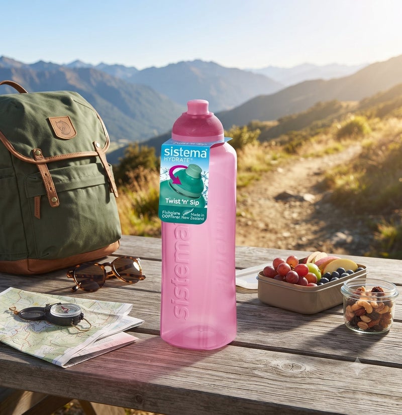 Sistema 480ML Swift Squeeze Water Bottle, BPA Free Leak-Proof Reusable Sports Bottle, Lightweight Easy-Squeeze Drinking Bottle for Back to School, Kids, Sports, Cycling, Gym, Travel & Everyday Hydration - Pink - Image 5