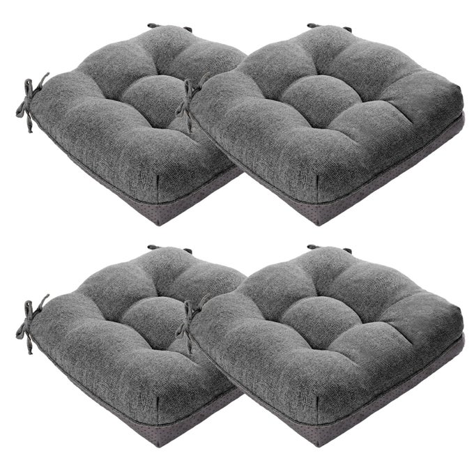 Chair Cushions for Dining Chair Shredded Memory Foam Kitchen Chair Cushions Set of 4 NonSlip Thick Dinning Room Chair Pads Seat Cushions 155 x 155 x 4 Grey