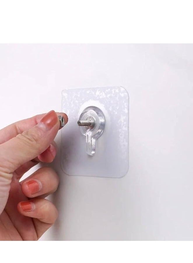 "Heavy-duty adhesive wall hooks – strong transparent nail hook, self-adhesive and durable for wall shelves in the kitchen and bathroom, water- and rust-resistant." - Image 1