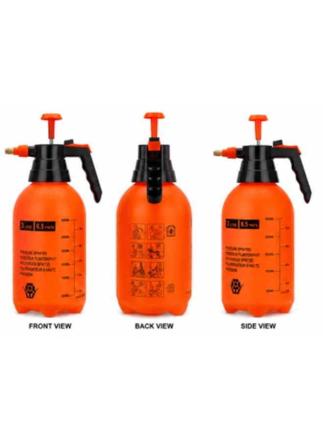 3 Liter Hand Pump Pressure Sprayer Bottle with Adjustable Nozzle for Gardening and Cleaning - Image 1