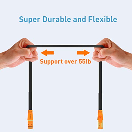 Smolink Cat 8 Ethernet Cable 50 ft, Flat Ethernet Cable Faster Than Cat7/Cat6/Cat 6e/Cat5 High Speed Cable up to 40Gbps 2000Mhz Internet Cable Compatitable for Router Modem Gaming Laptop Xbox - Image 4