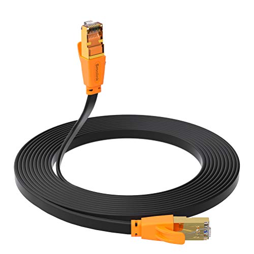 Smolink Cat 8 Ethernet Cable 50 ft, Flat Ethernet Cable Faster Than Cat7/Cat6/Cat 6e/Cat5 High Speed Cable up to 40Gbps 2000Mhz Internet Cable Compatitable for Router Modem Gaming Laptop Xbox - Image 1