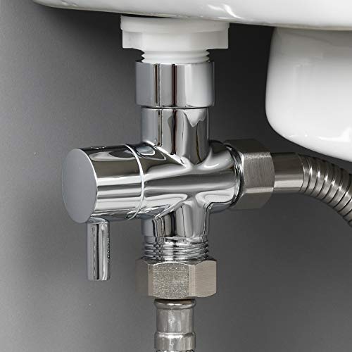 Ciencia Metal T-adapter with Shut-off T Valve, 7/8 or 15/16 and G1/2 3-way Water Tee Connector,for Handheld Toilet Bidet Spray Bathroom,Chrome, DSF006 - Image 2
