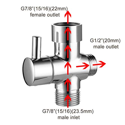 Ciencia Metal T-adapter with Shut-off T Valve, 7/8 or 15/16 and G1/2 3-way Water Tee Connector,for Handheld Toilet Bidet Spray Bathroom,Chrome, DSF006 - Image 3