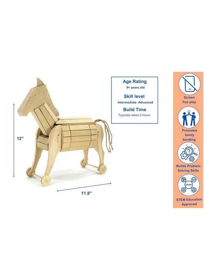 Pathfinders Pathfinders STEM Kit - Trojan Horse Model | DIY Wooden Craft Kit for Kids 10-14 | Girls Arts & Crafts STEM Gift | Ancient Greek History Project | Hands-On Educational Toy Engineering and Science  - Image 3
