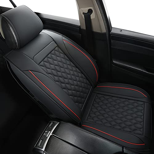 Vankerful Car Seat Covers Front Pair,Universal Fit for Most Cars,SUV,Sedans and Pick-up Trucks,Automotive Faux Leather Vehicle Cushion Covers(Front Pair,Black/Red) - Image 5