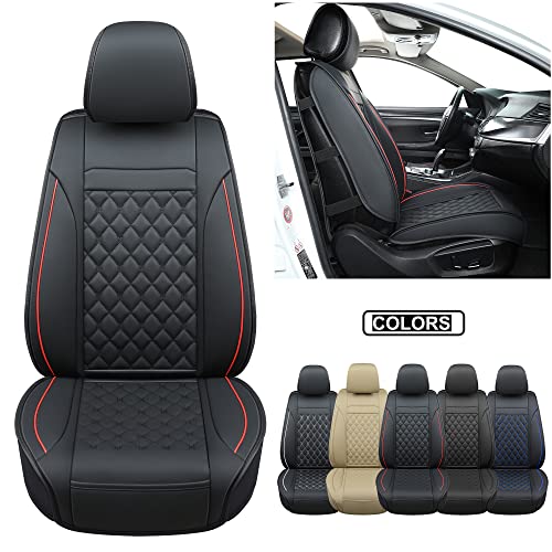 Vankerful Car Seat Covers Front Pair,Universal Fit for Most Cars,SUV,Sedans and Pick-up Trucks,Automotive Faux Leather Vehicle Cushion Covers(Front Pair,Black/Red) - Image 2