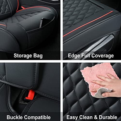 Vankerful Car Seat Covers Front Pair,Universal Fit for Most Cars,SUV,Sedans and Pick-up Trucks,Automotive Faux Leather Vehicle Cushion Covers(Front Pair,Black/Red) - Image 4