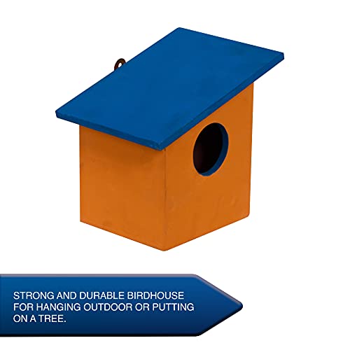 Cket Bird House for Sparrow, Hummingbird, Kingfisher Bird Nest for Balcony Made with Water Resistant Wooden with Hanging and Wall Patch (Wooden-Blue) (Pack of 2) - Image 5