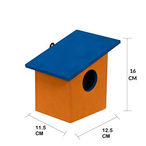 Cket Bird House for Sparrow, Hummingbird, Kingfisher Bird Nest for Balcony Made with Water Resistant Wooden with Hanging and Wall Patch (Wooden-Blue) (Pack of 2) - Image 4