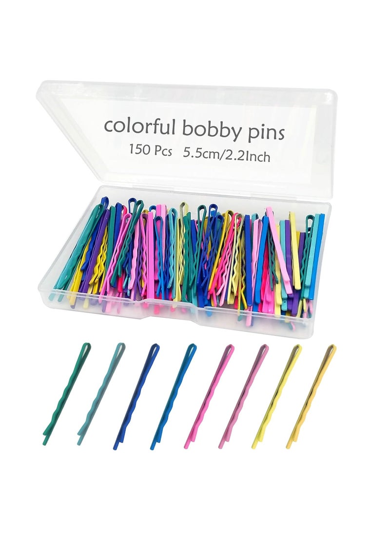 YINGFENG 150 Pcs 22 Inch Mix Colorful Bobby Pin for Girls Women Hair Pins with Cute Box Colored Bobby Pins for Hair Bobby Hair Pins Great for All Hair Types 
