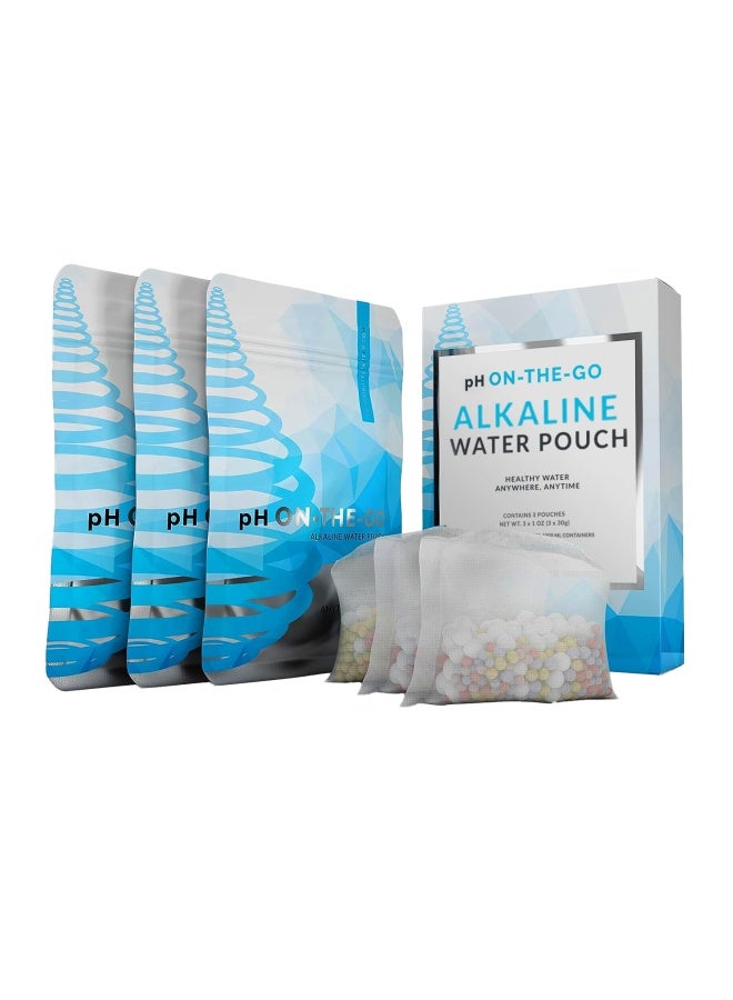Invigorated Water Ph On-The-Go Alkaline Water Filter Pouch- Portable Alkaline Water Filtration System For Your Bottle Pitcher Jug Container - High Ph Ionized Water - Long-Life 16 Gallon 72 Litre 3-Pac  - Image 1