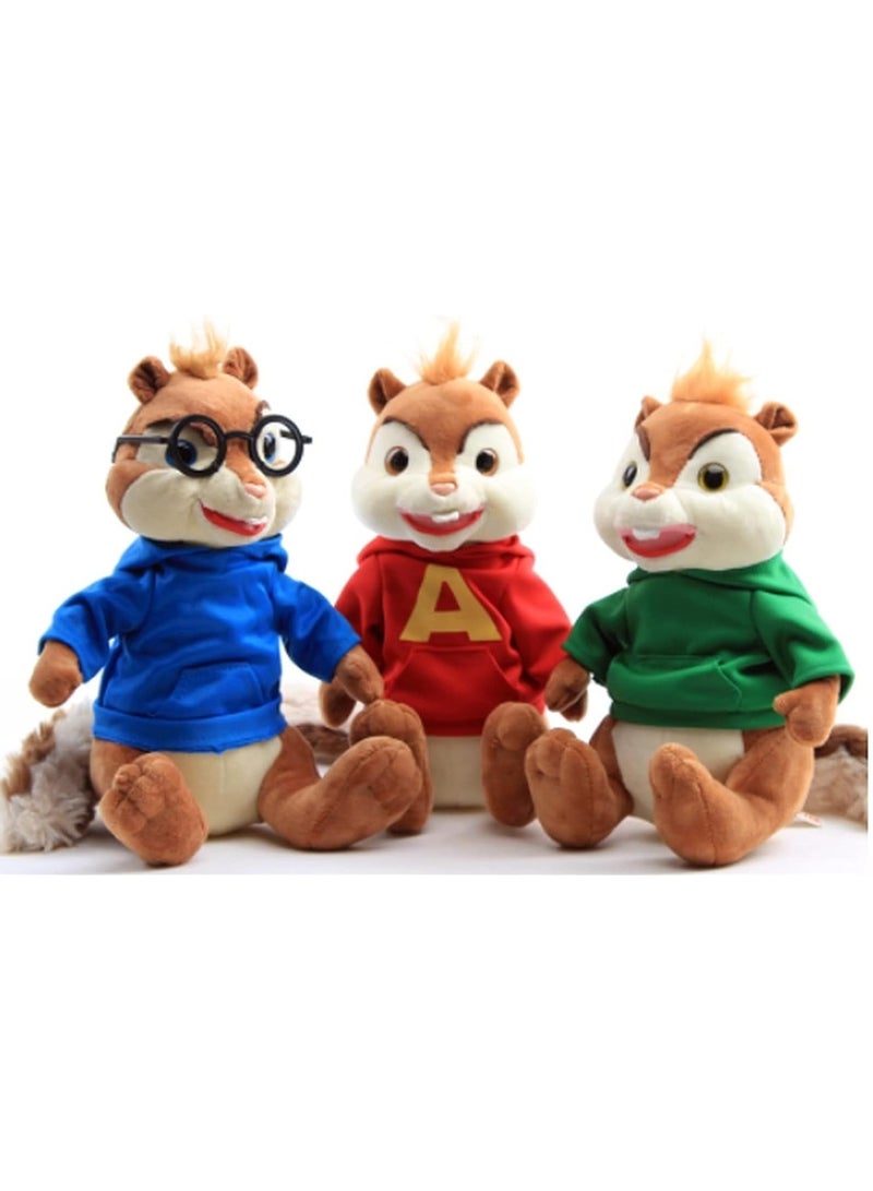 3 Pack Alvin and the Chipmunks Plush Toy Kids Gift 25cm - Image 1