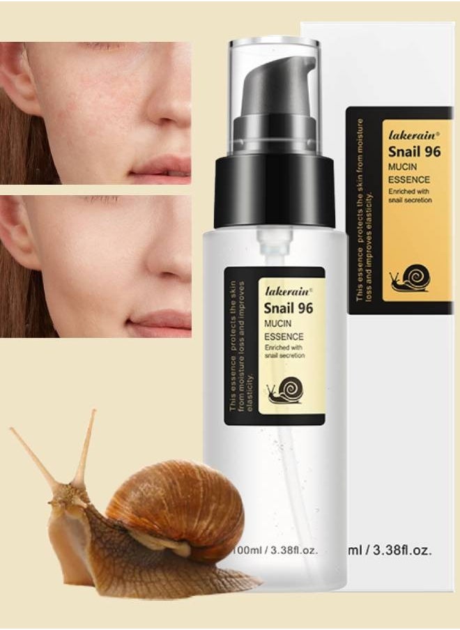 lakerain - 100 مل متطور الحلزون 96 Mucin Power Essence مضاد للشيخوخة الحلزون Mucin Essence مرطب ترطيب مكثف للخطوط الدقيقة، مرونة الجلد، الحبر، الخطوط الدقيقة، علاج البقع، كريم إصلاح الوجه - Image 1